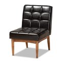 Baxton Studio Sanford Mid-Century Modern Dark Brown Faux Leather and Walnut Brown Finished Wood Dining Chair 184-11344-Zoro